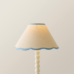 ValueLights Florie Scallop Blue Trim Small Shade - Size: 15 x 27.5 x 27.5cm - Cream - Wilko - thumbnail 4