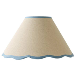 ValueLights Florie Scallop Blue Trim Small Shade - Size: 15 x 27.5 x 27.5cm - Cream - Wilko