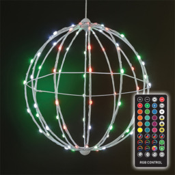 Xmas Haus White RGB Mini Seed LED Smart Foldable Ball Light with Remote 40cm - Size: 400 x 400 x 400cm - Black - Wilko - thumbnail 4