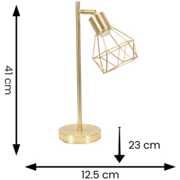 ValueLights Angus Brushed Gold Metal Geometric Basket Shade LED Table Lamp - Size: 41 x 12.5 x 23cm - Wilko - thumbnail 7