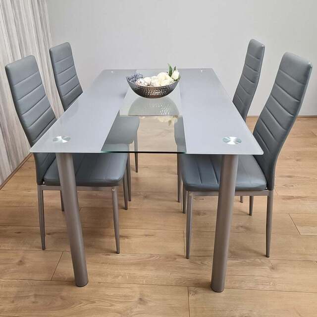 Portland Kosy Koala 4 Seater Glass Dining Set Grey - Wilko - image 1