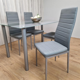 Portland Kosy Koala 4 Seater Glass Dining Set Grey - Wilko - thumbnail 5
