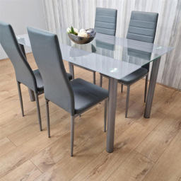 Portland Kosy Koala 4 Seater Glass Dining Set Grey - Wilko - thumbnail 3