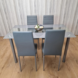 Portland Kosy Koala 4 Seater Glass Dining Set Grey - Wilko - thumbnail 4