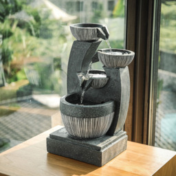 Living and Home Multi-Tier Rock Fountain - Size: 47x24x22cm - Grey - Wilko - thumbnail 3