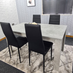Kosy Koala 4 Seater Faux Leather Dining Set Stone Grey Effect and Black - Size: 96 x 40 x 40cm - Portland - Wilko - thumbnail 6