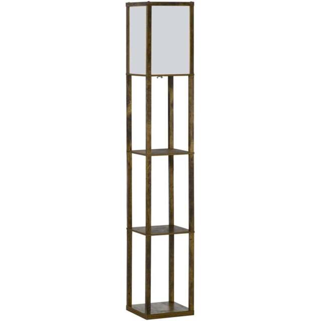 Portland 3 Shelf Rustic Brown Floor Lamp - Size: 26 x 26 x 160cm - Wilko - image 1