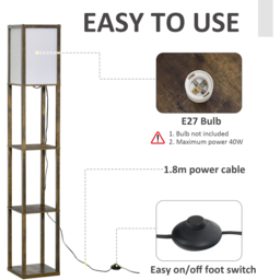 Portland 3 Shelf Rustic Brown Floor Lamp - Size: 26 x 26 x 160cm - Wilko - thumbnail 6