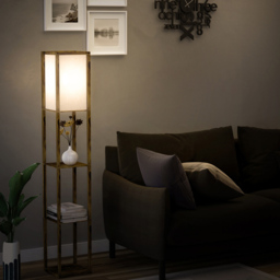 Portland 3 Shelf Rustic Brown Floor Lamp - Size: 26 x 26 x 160cm - Wilko - thumbnail 3