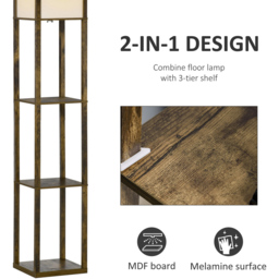 Portland 3 Shelf Rustic Brown Floor Lamp - Size: 26 x 26 x 160cm - Wilko - thumbnail 5