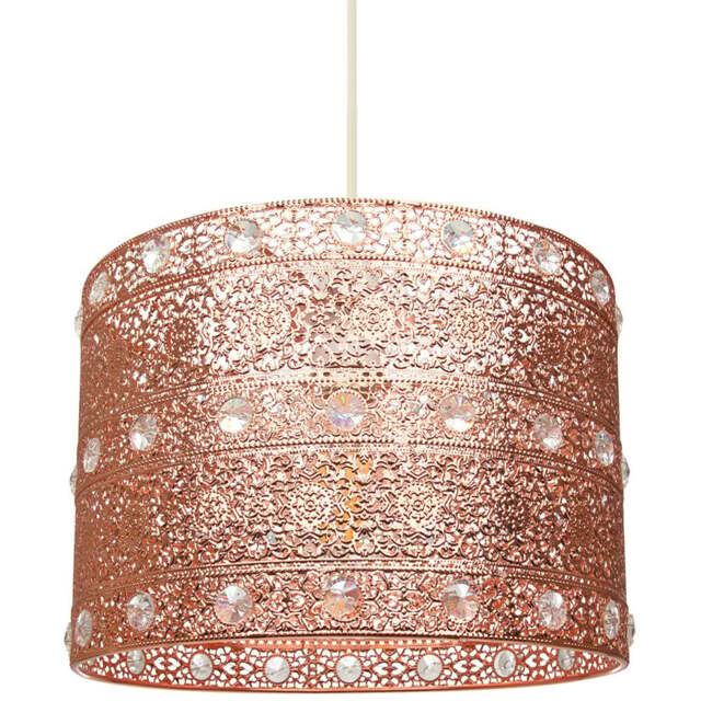 Happy Homewares Polished Copper Acrylic Gem Moroccan Style Chandelier Pendant Shade - Size: 17 x 24 x 24cm - Brown - Wilko - image 1