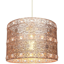 Happy Homewares Polished Copper Acrylic Gem Moroccan Style Chandelier Pendant Shade - Size: 17 x 24 x 24cm - Brown - Wilko - thumbnail 3