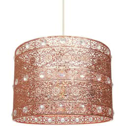 Happy Homewares Polished Copper Acrylic Gem Moroccan Style Chandelier Pendant Shade - Size: 17 x 24 x 24cm - Brown - Wilko