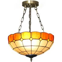 HOMCOM Orange Tiffany Style Ceiling Light - Size: 26 x 46 x 46cm - Orange and White - Wilko