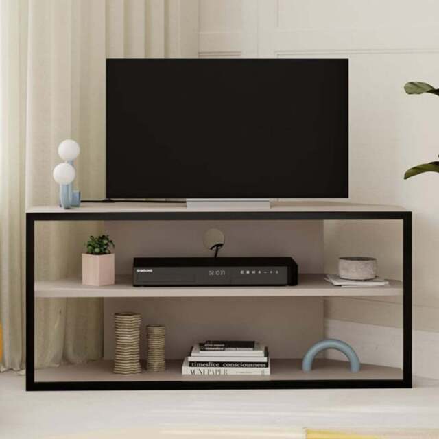 Decortie Echo 2 Shelf Mocha Grey Metal Frame Modern TV Unit - Size: 45 x 98 x 37cm - Wilko - image 1