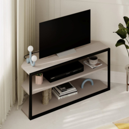 Decortie Echo 2 Shelf Mocha Grey Metal Frame Modern TV Unit - Size: 45 x 98 x 37cm - Wilko - thumbnail 5