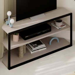 Decortie Echo 2 Shelf Mocha Grey Metal Frame Modern TV Unit - Size: 45 x 98 x 37cm - Wilko - thumbnail 7
