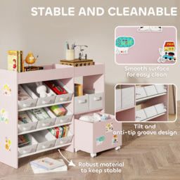 AIYAPLAY 11 Bin Pink Kids Toy Storage Unit with 3 Stickers - Size: 80 x 30 x 105cm - Wilko - thumbnail 6