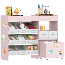 AIYAPLAY 11 Bin Pink Kids Toy Storage Unit with 3 Stickers - Size: 80 x 30 x 105cm - Wilko - thumbnail 3