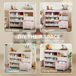 AIYAPLAY 11 Bin Pink Kids Toy Storage Unit with 3 Stickers - Size: 80 x 30 x 105cm - Wilko - thumbnail 7