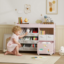 AIYAPLAY 11 Bin Pink Kids Toy Storage Unit with 3 Stickers - Size: 80 x 30 x 105cm - Wilko - thumbnail 4