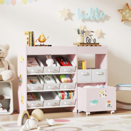 AIYAPLAY 11 Bin Pink Kids Toy Storage Unit with 3 Stickers - Size: 80 x 30 x 105cm - Wilko - thumbnail 5