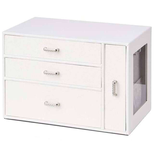 H&O Direct 4 Drawer White Jewellery Box with Side Display Window - Size: 17 x 25 x 15cm - Wilko - image 1