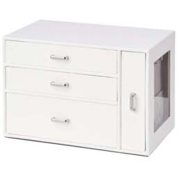 H&O Direct 4 Drawer White Jewellery Box with Side Display Window - Size: 17 x 25 x 15cm - Wilko