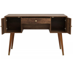 Premier Housewares Frida 2 Door Single Drawer Desk Brown - Size: 120 x 55 x 78cm - Interiors by Premier - Wilko - thumbnail 3