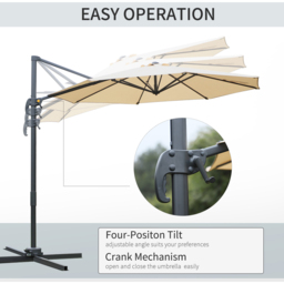 Outsunny Beige Cantilever Roma Parasol 3m - Cream - Wilko - thumbnail 5