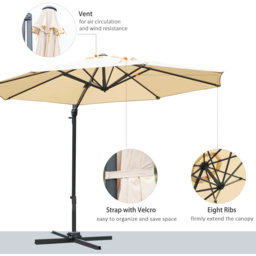 Outsunny Beige Cantilever Roma Parasol 3m - Cream - Wilko - thumbnail 7