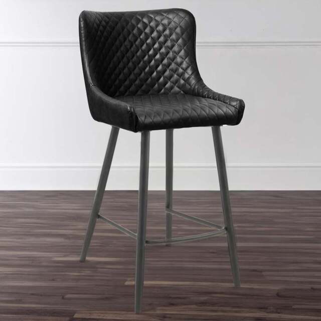 Julian Bowen Luxe Black Faux Leather Bar Stool - Size: 55 x 47 x 106cm - Wilko - image 1