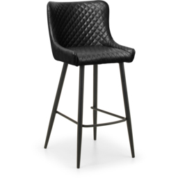 Julian Bowen Luxe Black Faux Leather Bar Stool - Size: 55 x 47 x 106cm - Wilko - thumbnail 3