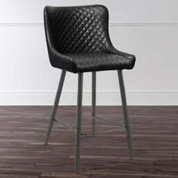 Julian Bowen Luxe Black Faux Leather Bar Stool - Size: 55 x 47 x 106cm - Wilko - thumbnail 1