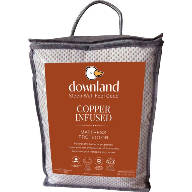 Downland Copper Infused Mattress Protector White Double - Wilko - image 1
