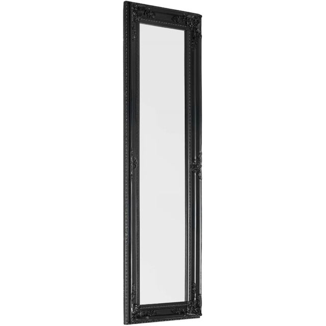 Julian Bowen Palais Black Baroque-Inspired Wooden Full Length Dressing Mirror 130 x 40cm - Size: 130 x 40 x 3.5cm - Wilko - image 1