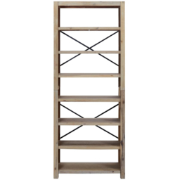 vidaXL 7 Shelf Natural Solid Acacia Wood Tall Bookcase - Size: 200 x 80 x 30cm - Brown - Wilko - thumbnail 4