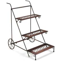 Costway 3 Tier Ladder Shaped Metal Plant Stand with Wheels and Handle - Size: 111 x 56 x 16cm - Multi - Wilko