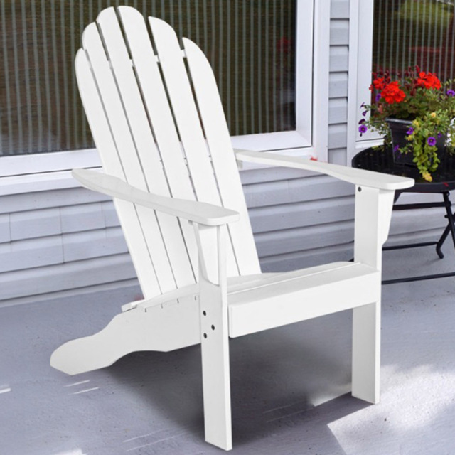 Costway White Slatted Acacia Wood Adirondack Lounger Chair - Wilko - image 1
