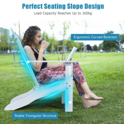 Costway White Slatted Acacia Wood Adirondack Lounger Chair - Wilko - thumbnail 6