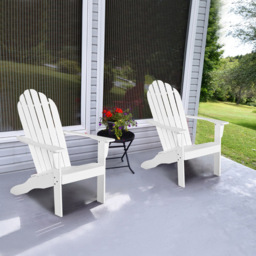 Costway White Slatted Acacia Wood Adirondack Lounger Chair - Wilko - thumbnail 4