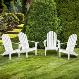 Costway White Slatted Acacia Wood Adirondack Lounger Chair - Wilko - thumbnail 5