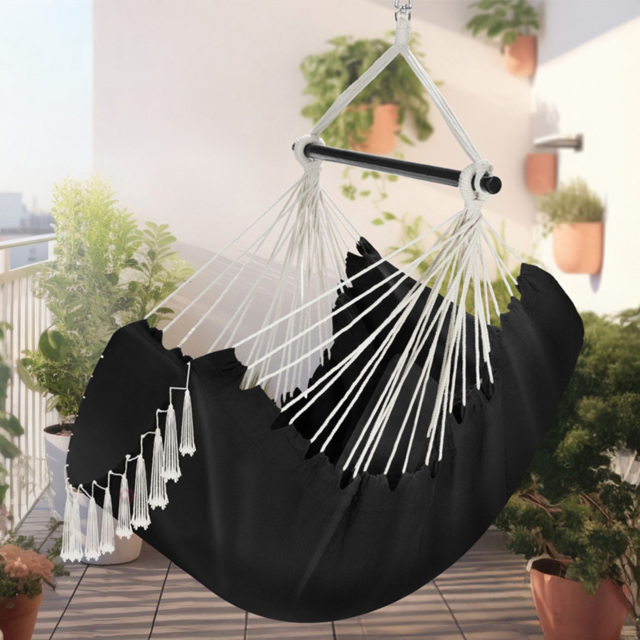 tectake Malika Black Hanging Chair 150kg - Size: 150 x 100 x 150cm - Wilko - image 1