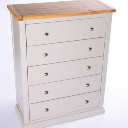 Cabinet Bits Loreo 5 Drawer Grey Chrome Knob Chest of Drawers - Wilko - thumbnail 5