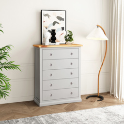 Cabinet Bits Loreo 5 Drawer Grey Chrome Knob Chest of Drawers - Wilko - thumbnail 6