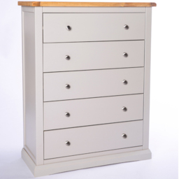 Cabinet Bits Loreo 5 Drawer Grey Chrome Knob Chest of Drawers - Wilko - thumbnail 3