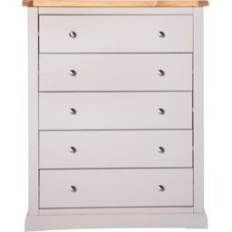 Cabinet Bits Loreo 5 Drawer Grey Chrome Knob Chest of Drawers - Wilko - thumbnail 4