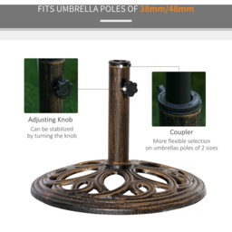 Outsunny Bronze Tone Round Patio Umbrella Base Stand - Size: 33.5 x 45 x 45cm - Wilko - thumbnail 4