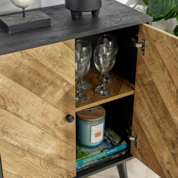 Home Source Dallas 2 Door Black Frame Sideboard - Size: 80 x 60 x 30cm - Brown - Wilko - thumbnail 7