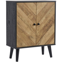 Home Source Dallas 2 Door Black Frame Sideboard - Size: 80 x 60 x 30cm - Brown - Wilko - thumbnail 3